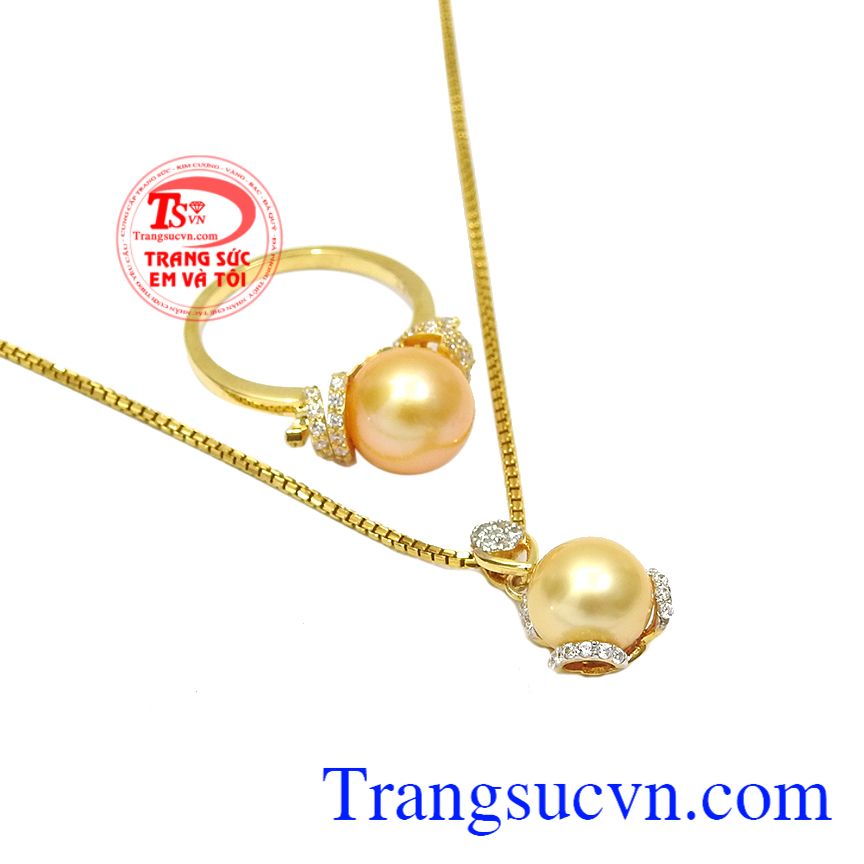 Bộ trang sức ngọc trai vàng tinh tế, Bộ dây chuyền vàng, Trang sức nữ cao cấp Bộ trang sức ngọc trai vàng tinh tế, Bộ dây chuyền vàng, Trang sức nữ cao cấp