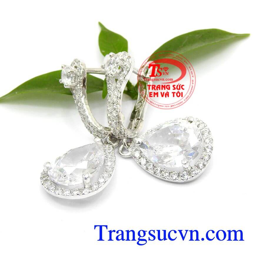 Hoa Tai V&agrave;ng Trắng C&aacute; T&iacute;nh Thời trang, Hoa tai đ&iacute;nh đ&aacute;, Hoa tai v&agrave;ng trắng đẹp