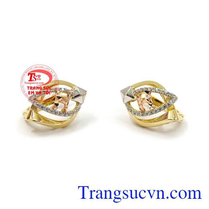 Hoa tai nữ vàng dịu dàng, hoa tai vàng đá quý, hoa tai vàng tây Hoa tai nữ vàng dịu dàng, hoa tai vàng đá quý, hoa tai vàng tây