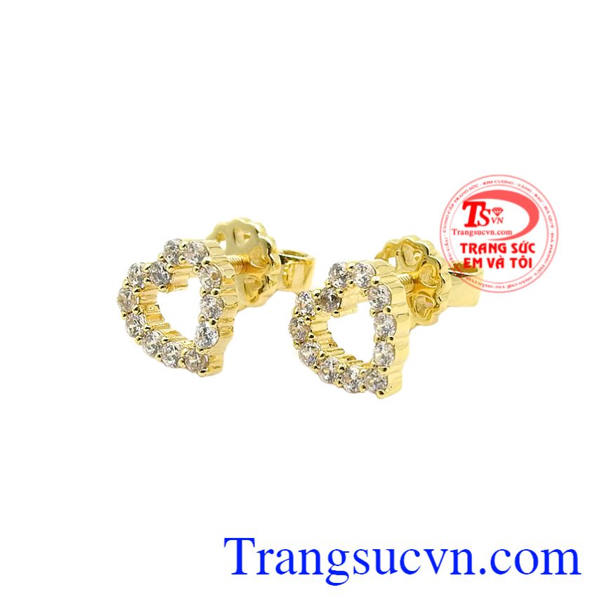 Hoa tai trái tim yêu thương, Hoa tai nữ vàng, Hoa tai vàng thời trang Hoa tai trái tim yêu thương, Hoa tai nữ vàng, Hoa tai vàng thời trang