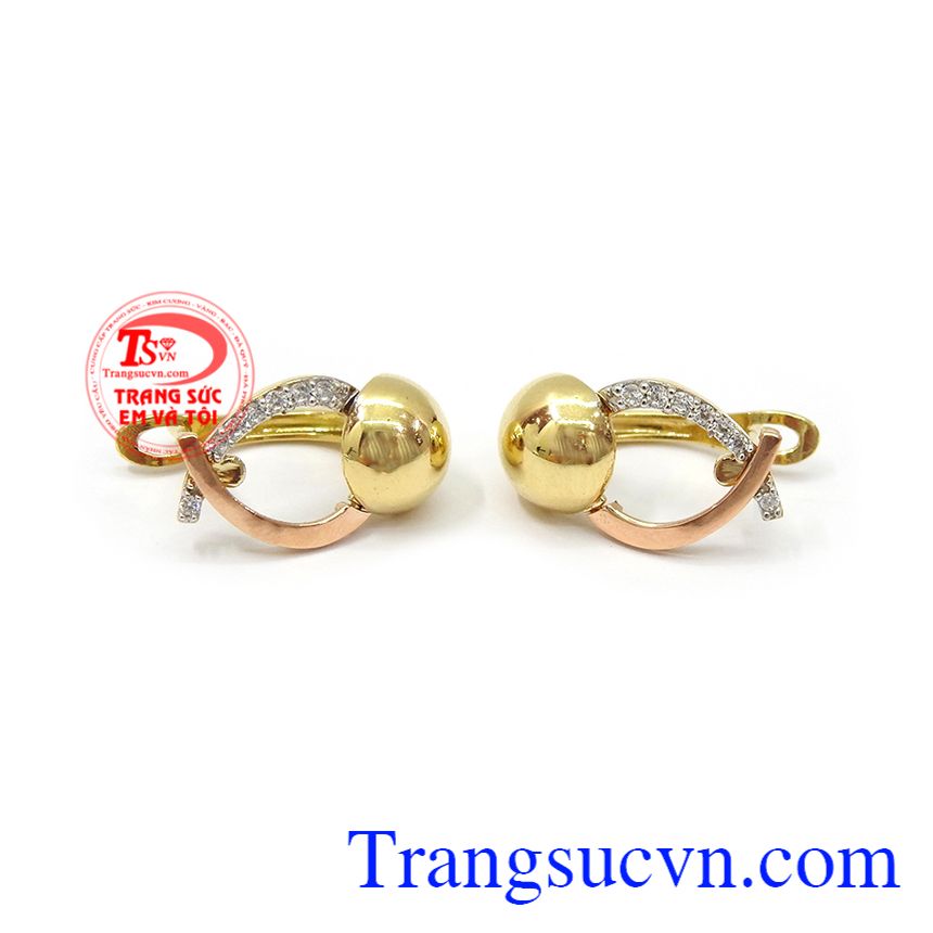 Hoa tai vàng thanh lịch 18k, hoa tai vàng đá quý, hoa tai vàng tây Hoa tai vàng thanh lịch 18k, hoa tai vàng đá quý, hoa tai vàng tây