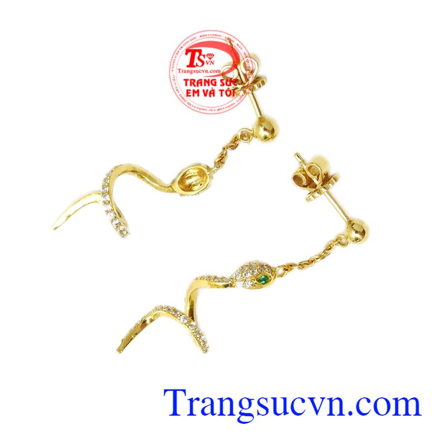 Hoa tai vàng tuổi Tỵ cá tính, Hoa tai vàng tây, Hoa tai nữ thời trang Hoa tai vàng tuổi Tỵ cá tính, Hoa tai vàng tây, Hoa tai nữ thời trang