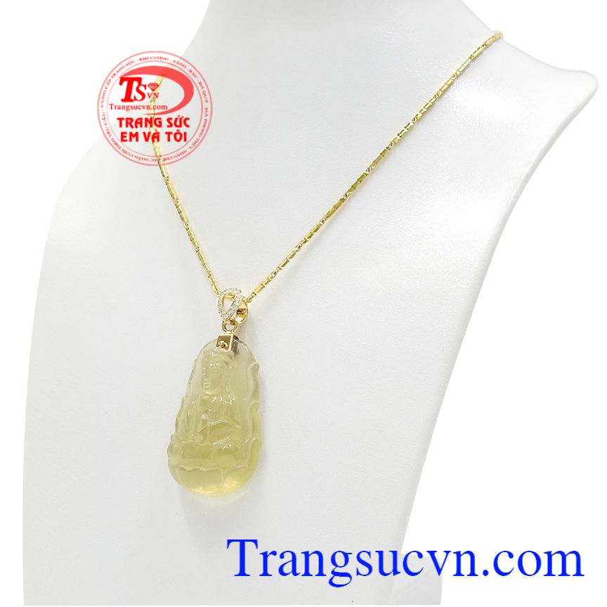 Bộ trang sức thạch anh vàng phật bà, Bộ dây chuyền nữ, Bộ trang sức vàng tây Bộ trang sức thạch anh vàng phật bà, Bộ dây chuyền nữ, Bộ trang sức vàng tây