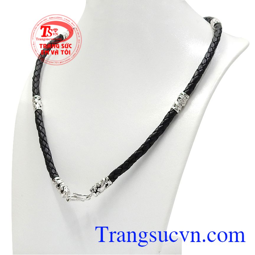 Dây da bọc vàng rồng thời thượng, Dây chuyền nam sang trọng, Dây cao su bọc vàng