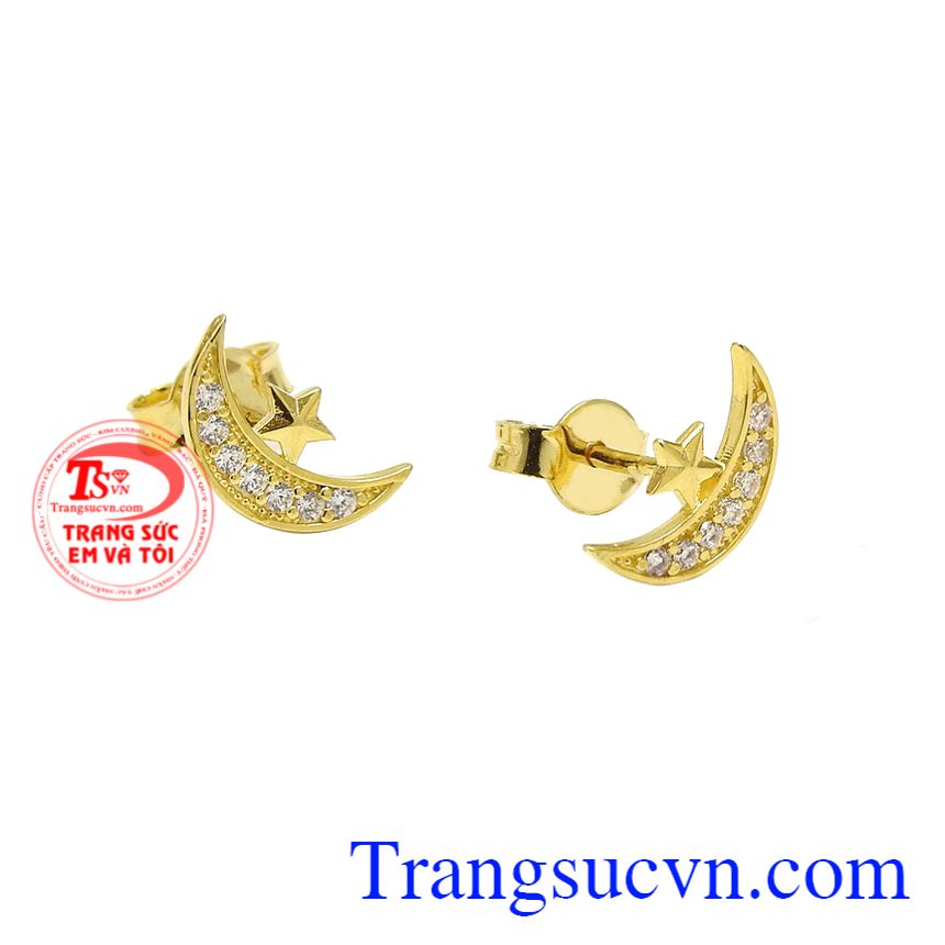 Hoa tai vàng ánh trăng, Hoa tai nữ vàng, Hoa tai vàng thời trang Hoa tai vàng ánh trăng, Hoa tai nữ vàng, Hoa tai vàng thời trang