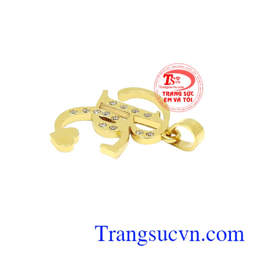 Mặt dây chữ BC, Mặt dây vàng tây, mặt dây chuyền tinh tế Mặt dây chữ BC, Mặt dây vàng tây, mặt dây chuyền tinh tế