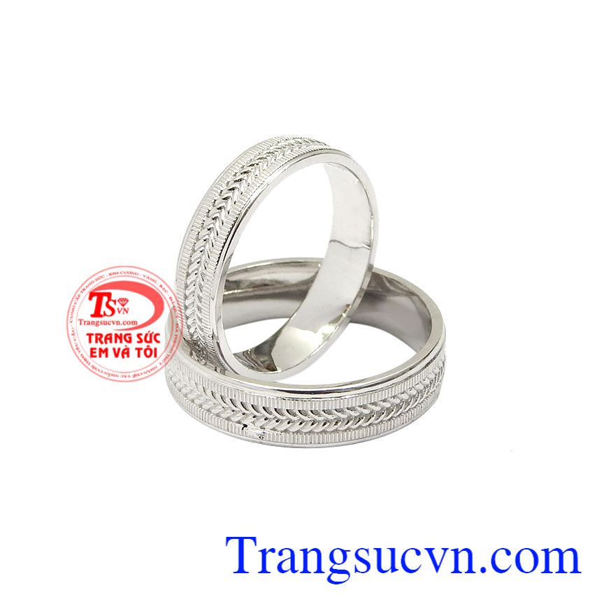 Nhẫn cưới vàng trắng thời trang, Nhẫn cưới vàng tây, Nhẫn cưới cao cấp