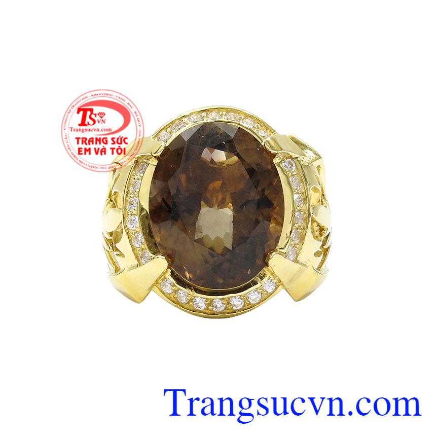 Nhẫn nam thạch anh khói đẹp, Nhẫn nam vàng tây, Nhẫn nam gắn đá cao cấp Nhẫn nam thạch anh khói đẹp, Nhẫn nam vàng tây, Nhẫn nam gắn đá cao cấp