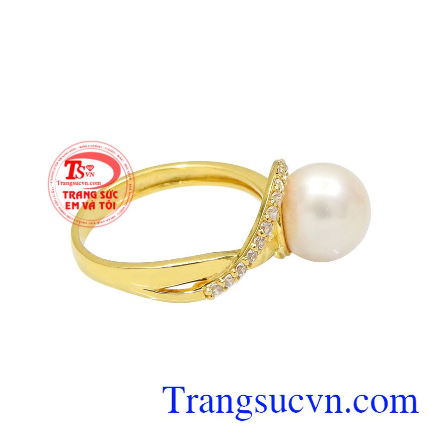 Nhẫn ngọc trai dịu dàng, Nhẫn nữ vàng tây, Nhẫn nữ vàng sang trọng Nhẫn ngọc trai dịu dàng, Nhẫn nữ vàng tây, Nhẫn nữ vàng sang trọng