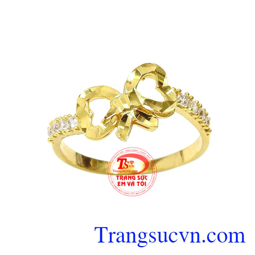 Nhẫn nữ hình nơ dễ thương, Nhẫn vàng tây nữ, Nhẫn nữ thời trang tinh tế Nhẫn nữ hình nơ dễ thương, Nhẫn vàng tây nữ, Nhẫn nữ thời trang tinh tế