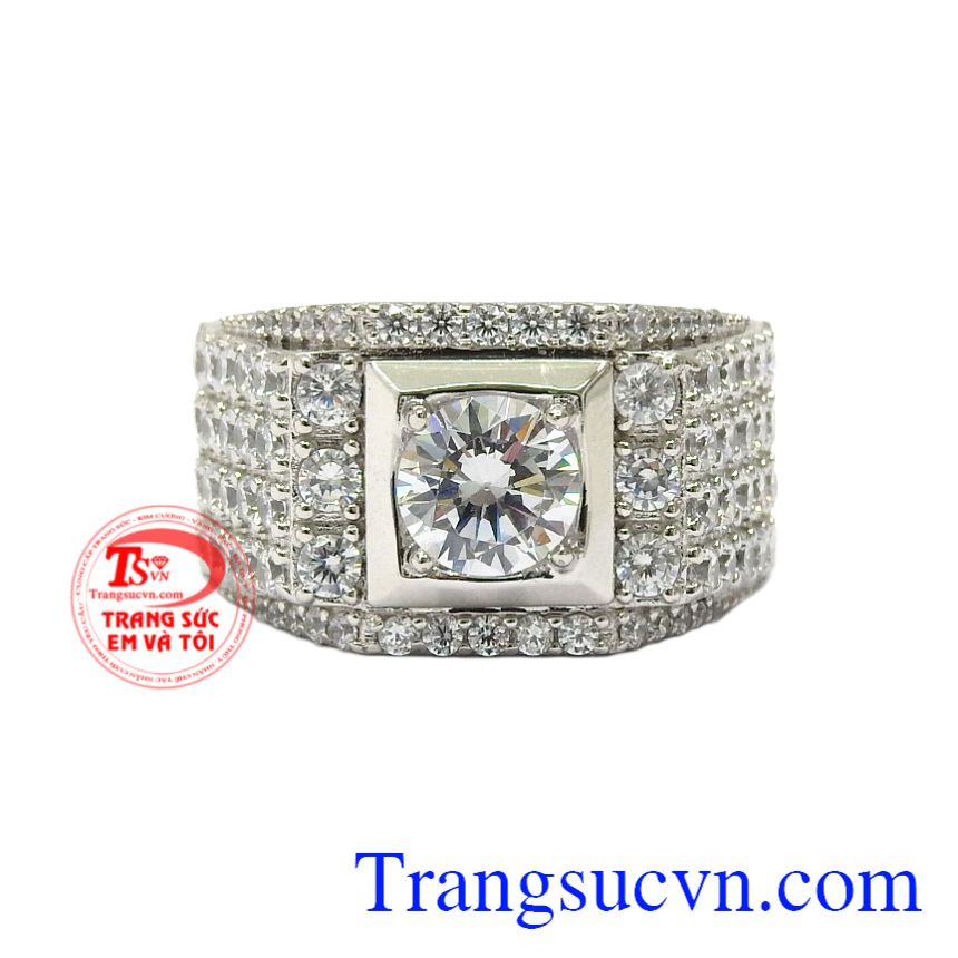 Nhẫn vàng trắng nam lịch lãm, Nhẫn nam vàng tây, Nhẫn nam thời trang sang trọng Nhẫn vàng trắng nam lịch lãm, Nhẫn nam vàng tây, Nhẫn nam thời trang sang trọng
