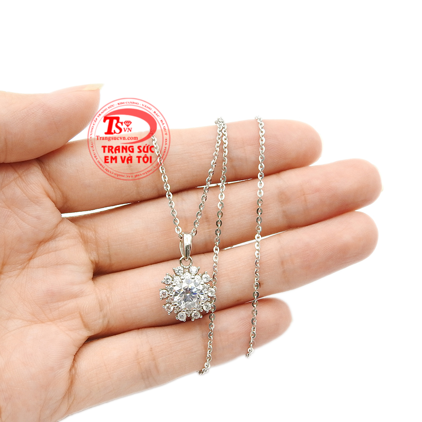 Bộ trang sức vàng trắng kiêu sa, Bộ dây chuyền nữ, bộ trang sức nữ đẹp