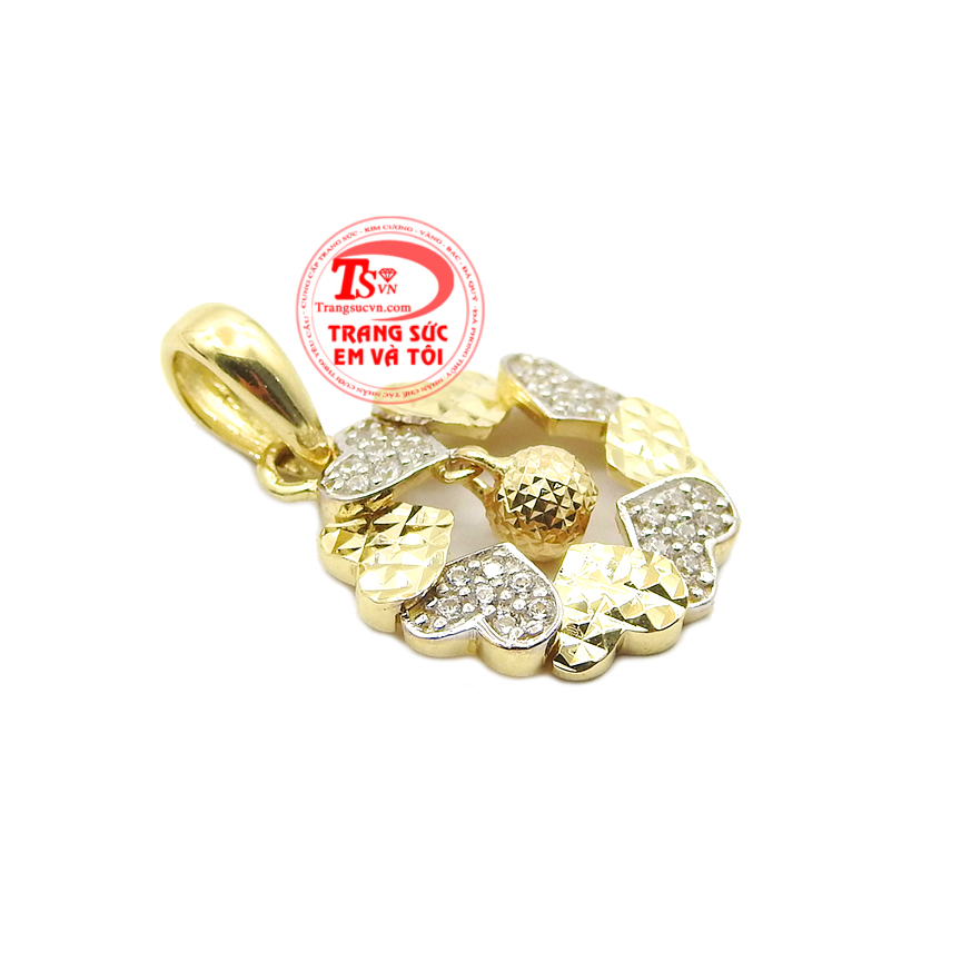 Mặt dây chuyền trái tim dễ thương, Mặt dây nữ vàng, Mặt dây chuyền thời trang