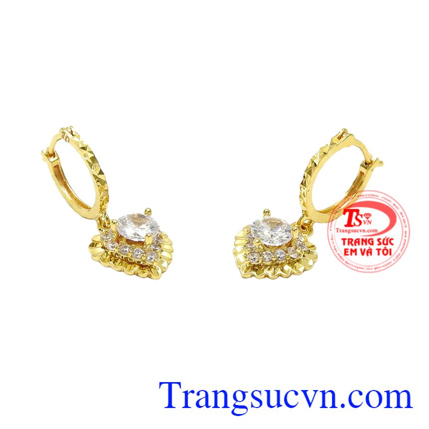 Hoa tai trái tim dễ thương, Hoa tai nữ vàng, Hoa tai nữ thời thượng Hoa tai trái tim dễ thương, Hoa tai nữ vàng, Hoa tai nữ thời thượng
