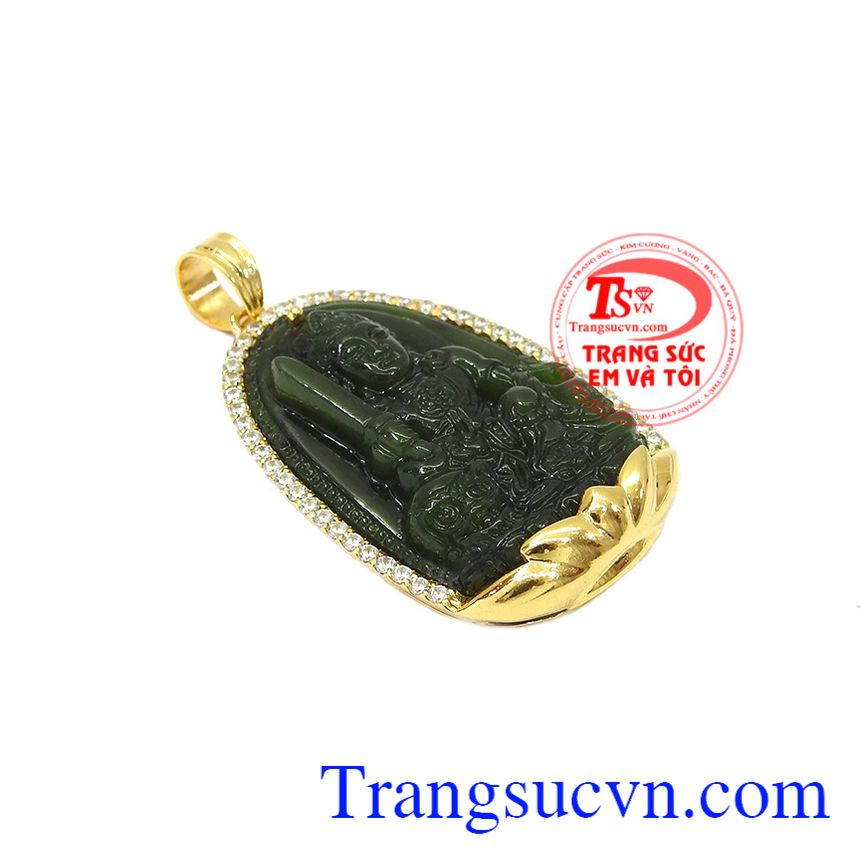 Mặt phật nepherite tuổi mão, mặt phật bọc vàng Mặt phật nepherite tuổi mão, mặt phật bọc vàng