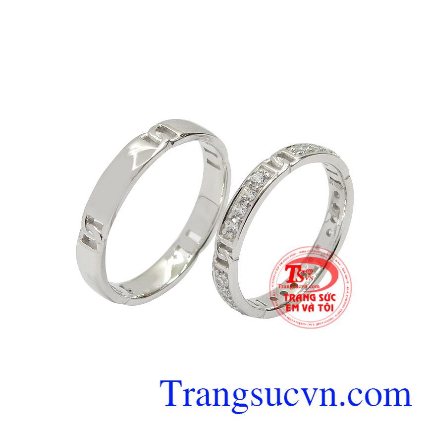 Nhẫn cưới vàng trắng ngọt ngào, Nhẫn cưới vàng tây, Nhẫn cưới sang trọng