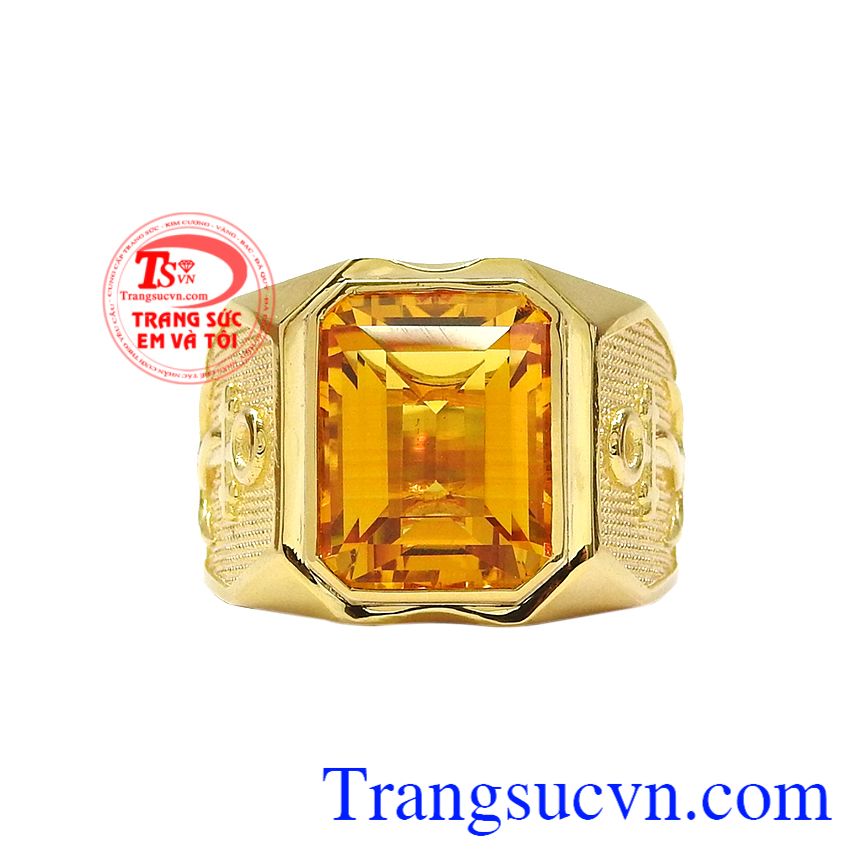 Nhẫn nam thạch anh vàng tài lộc, Nhẫn nam gắn đá, Nhẫn nam vàng sang trọng Nhẫn nam thạch anh vàng tài lộc, Nhẫn nam gắn đá, Nhẫn nam vàng sang trọng