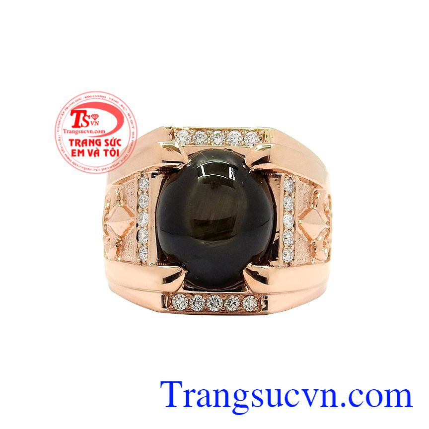 Nhẫn nam vàng hồng sapphire sang trọng, Nhẫn nam vàng tây, Nhẫn nam thời trang Nhẫn nam vàng hồng sapphire sang trọng, Nhẫn nam vàng tây, Nhẫn nam thời trang