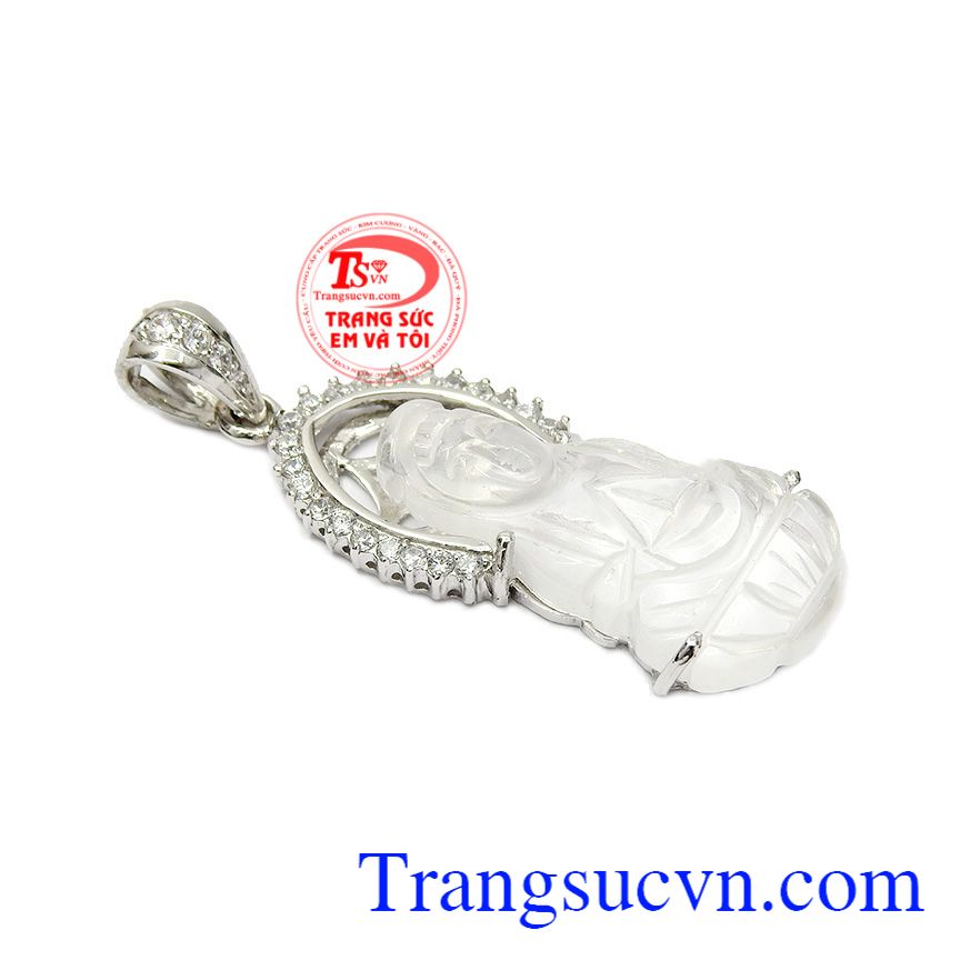 Mặt dây thạch anh phật bà đẹp, Mặt Phật bọc vàng, Mặt dây bọc vàng sang trọng