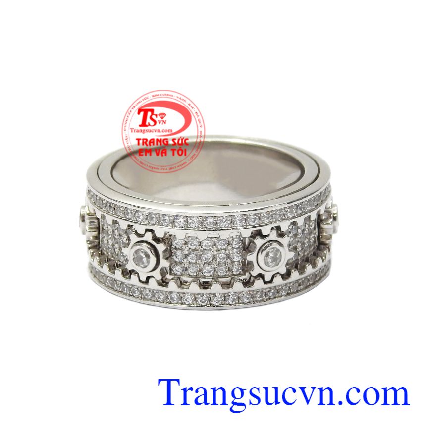 Nhẫn vàng trắng phong cách mới, nhẫn nam đẹp, nhẫn nam vàng sang trọng Nhẫn vàng trắng phong cách mới, nhẫn nam đẹp, nhẫn nam vàng sang trọng