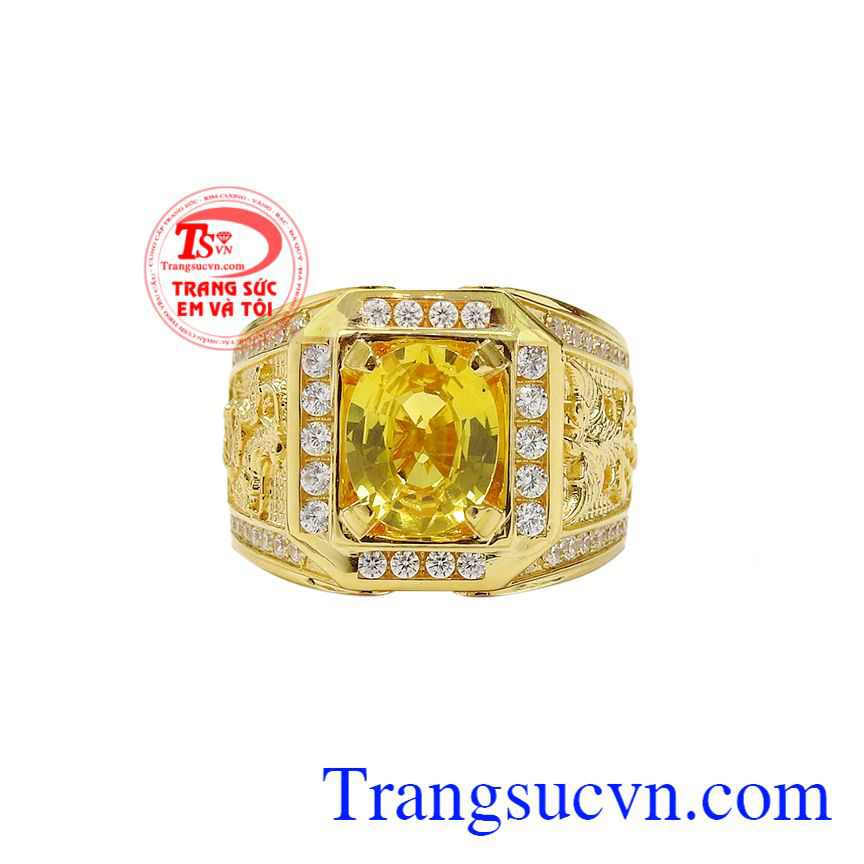 Nhẫn nam sapphire vàng rồng phượng, Nhẫn nam vàng tây, Nhẫn nam vàng sang trọng Nhẫn nam sapphire vàng rồng phượng, Nhẫn nam vàng tây, Nhẫn nam vàng sang trọng