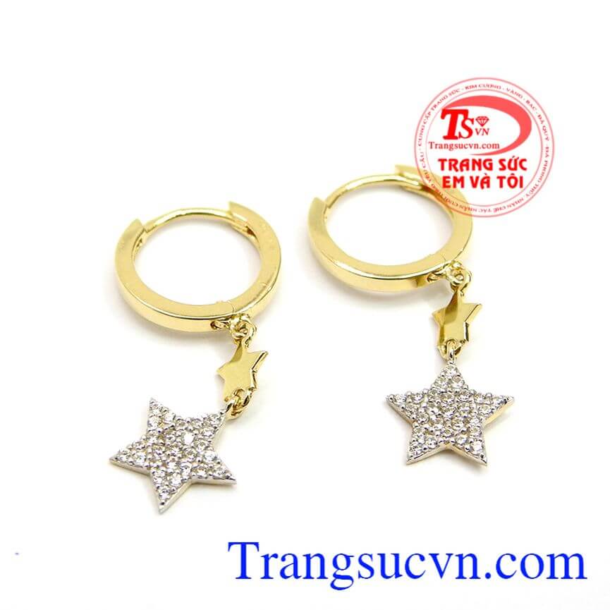 Hoa tai ng&ocirc;i sao H&agrave;n Quốc sang trọng, Hoa tai ng&ocirc;i sao đẹp, Hoa tai ng&ocirc;i sao tinh tế.