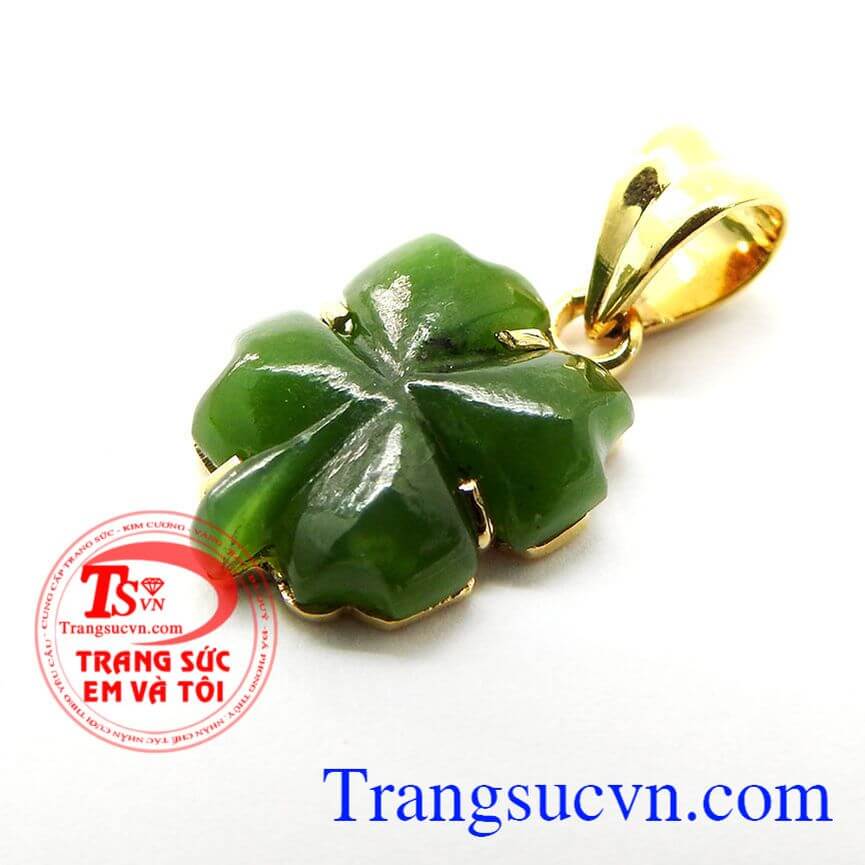 Mặt đá cỏ 4 lá bọc vàng, Mặt cỏ 4 lá, Mặt dây chuyền đẹp