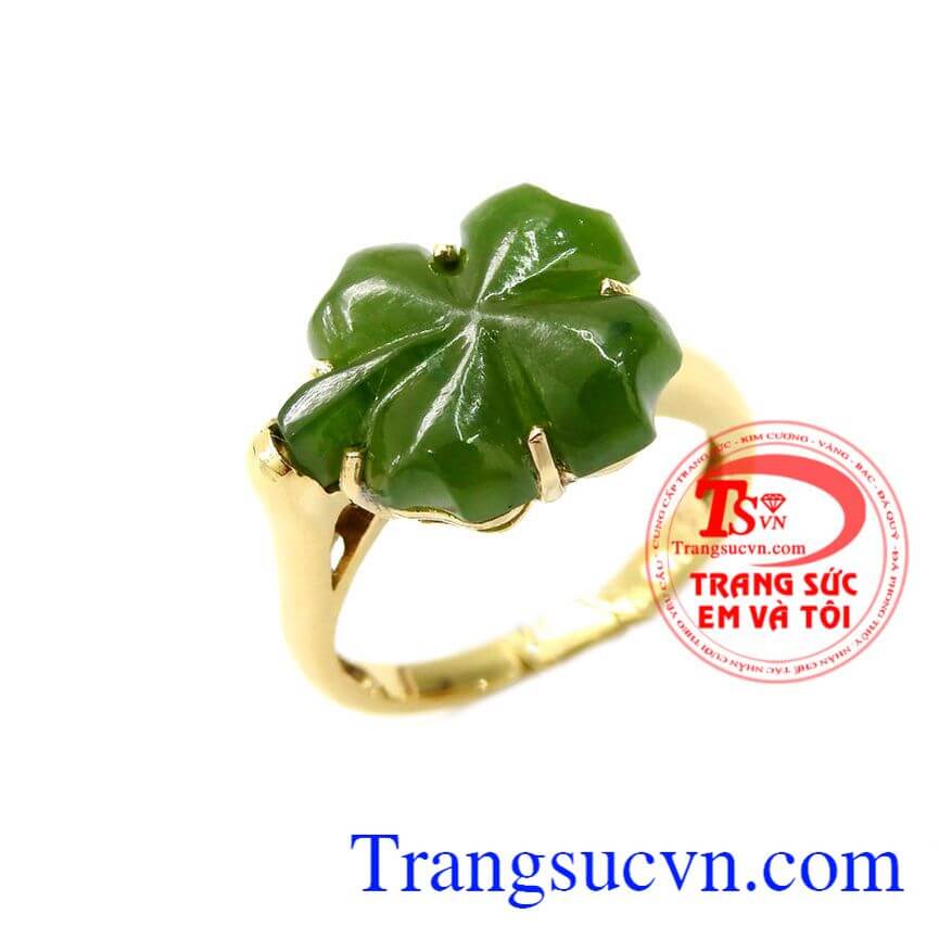 Nhẫn cỏ 4 lá, Nhẫn nữ đá quý, nhẫn nữ Nephrite đẹp