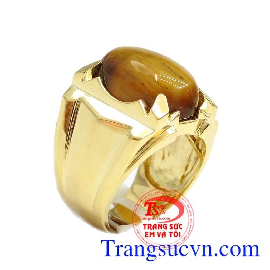 Nhẫn nam đá mắt hổ, Nhẫn nam đẹp, nhẫn nam vàng gắn đá cao cấp