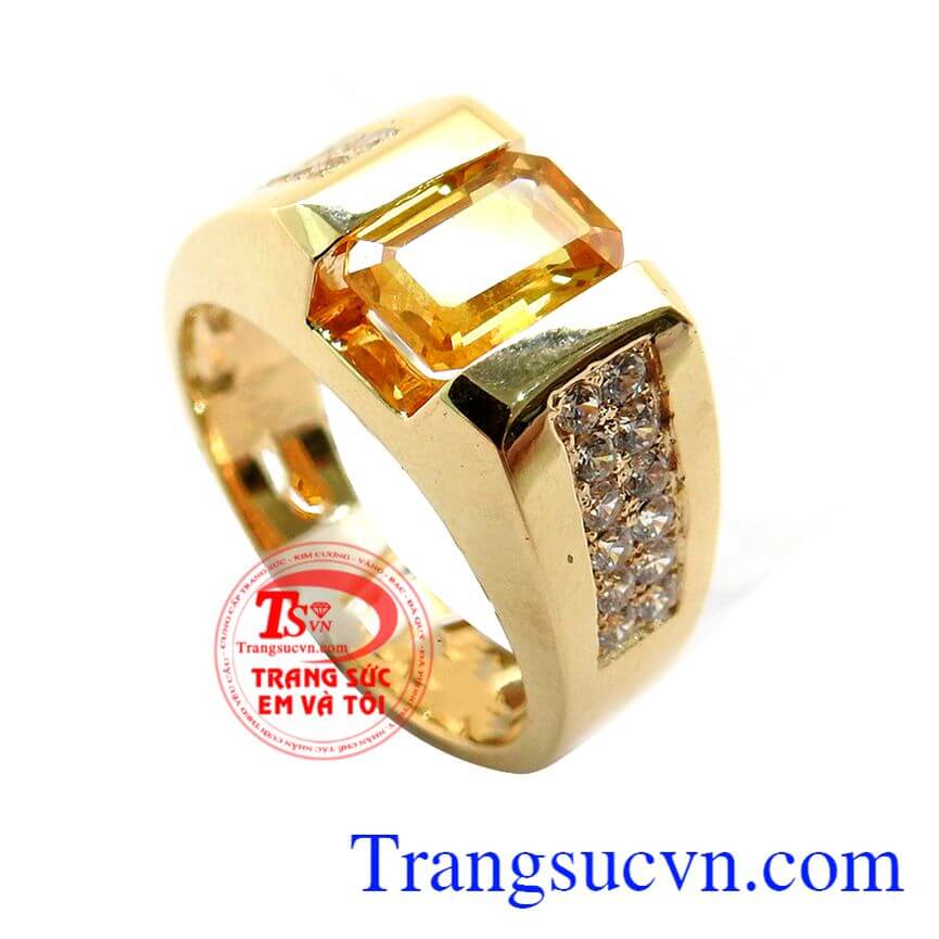 Nhẫn nam saphir v&agrave;ng, Nhẫn nam đẹp, Nhẫn nam sang trọng.	