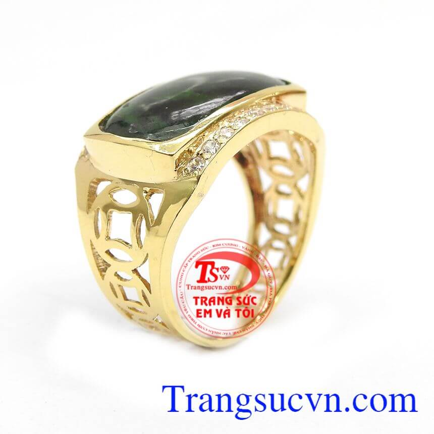 Nhẫn nam vàng sang trọng, Nhẫn nam cẩm thạch thiên nhiên, Nhẫn nam cao cấp.
