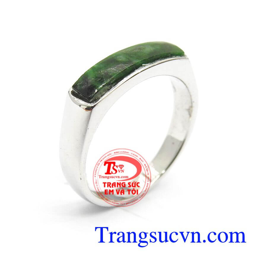 Nhẫn nữ đá quý, Nhẫn Nữ Cẩm Thạch Thiên Nhiên, Nhẫn nữ vàng trắng đẹp.