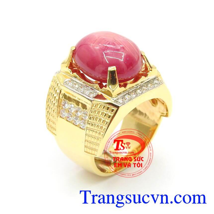 Nhẫn nam Ruby thiên nhiên, Nhẫn Ruby Sao Nam Sang Trọng Nhẫn nam vàng tây.	