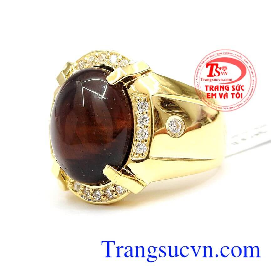 Nhẫn nam đá mắt hổ sang trọng, Nhẫn nam sang trọng, Nhẫn nam vàng 14k.