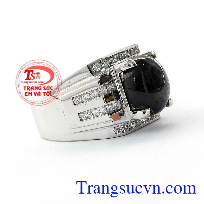 Nhẫn nam vàng tắng cao cấp, Nhẫn nam Sapphire, nhẫn nam sang trọng