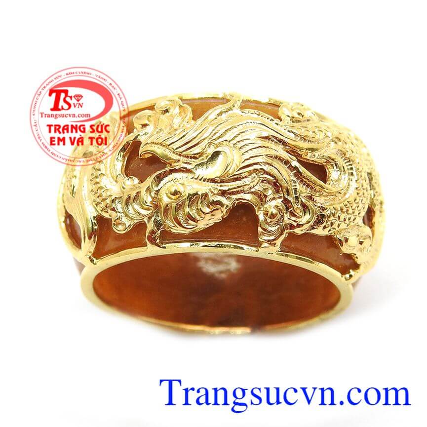 Nhẫn ngọc rồng vàng, Nhẫn nam đẹp, nhẫn ngọc cẩm thạch bọc vàng