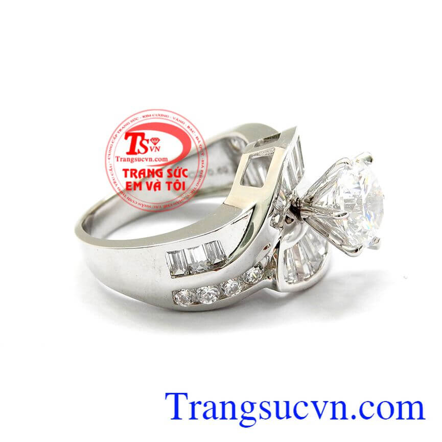 Nhẫn nữ vàng trắng tinh tế, Nhẫn nữ vàng trắng, nhẫn nữ đính đá