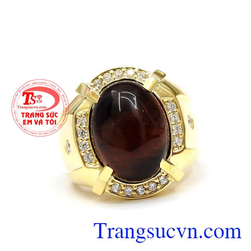 Nhẫn nam đá mắt hổ sang trọng, Nhẫn nam sang trọng, Nhẫn nam vàng 14k.