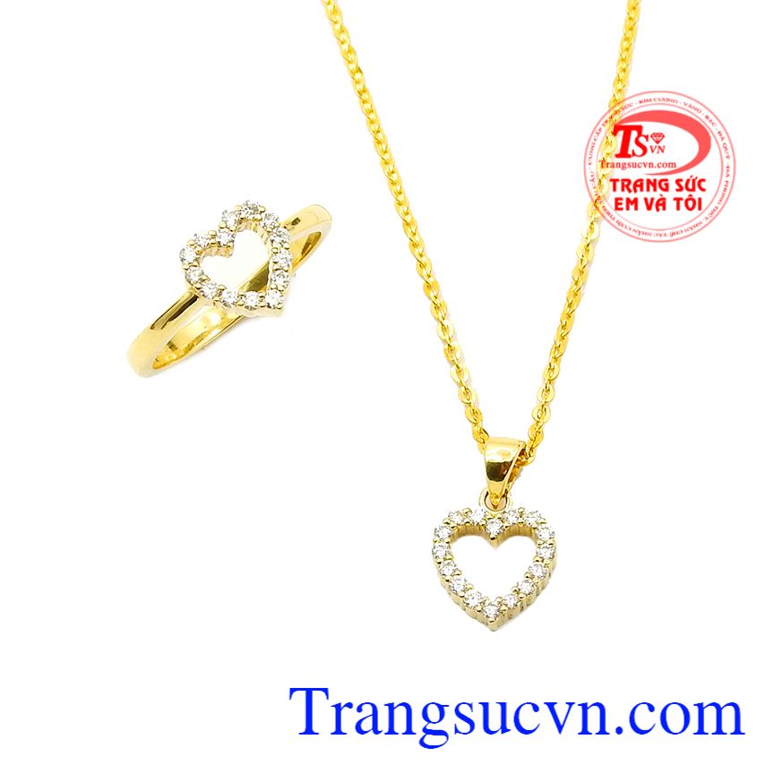 Bộ trang sức tình yêu đong đầy, Bộ dây chuyền vàng, trang sức nữ thời trang Bộ trang sức tình yêu đong đầy, Bộ dây chuyền vàng, trang sức nữ thời trang