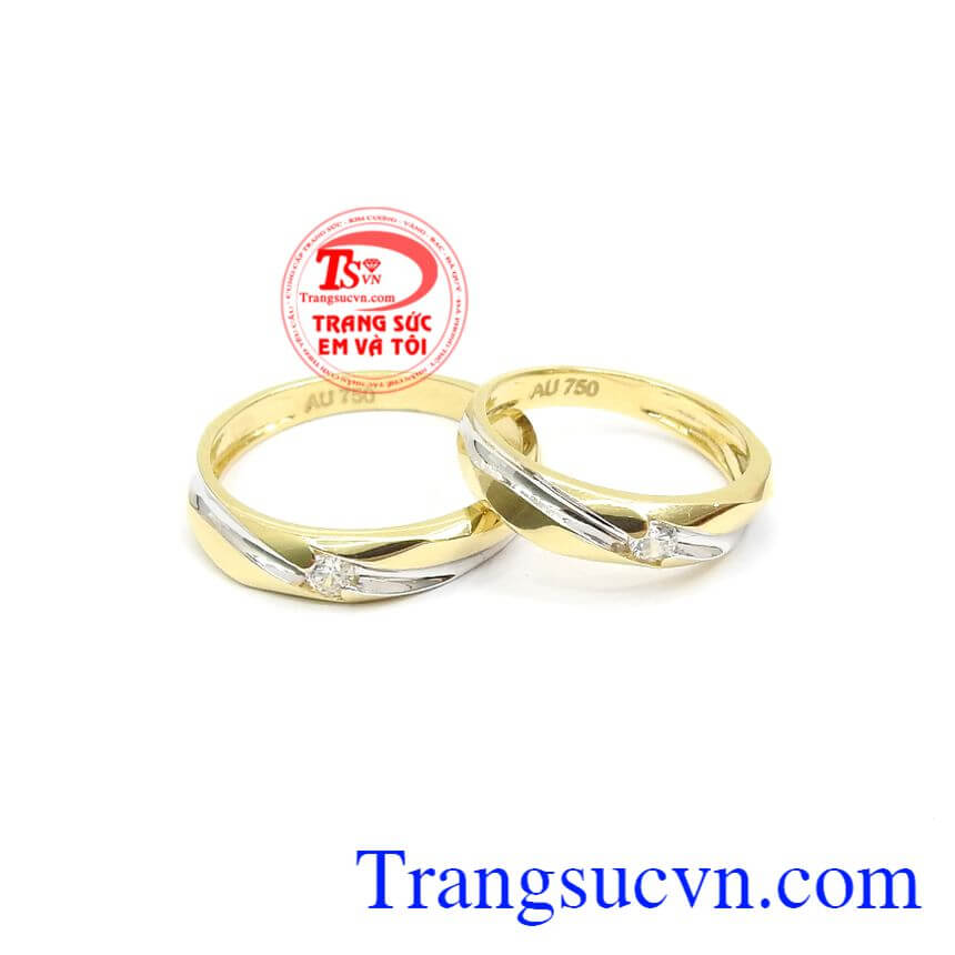 Đôi Nhẫn Hạnh Phúc Đong Đầy, nhẫn cưới 18k, nhẫn cưới đẹp