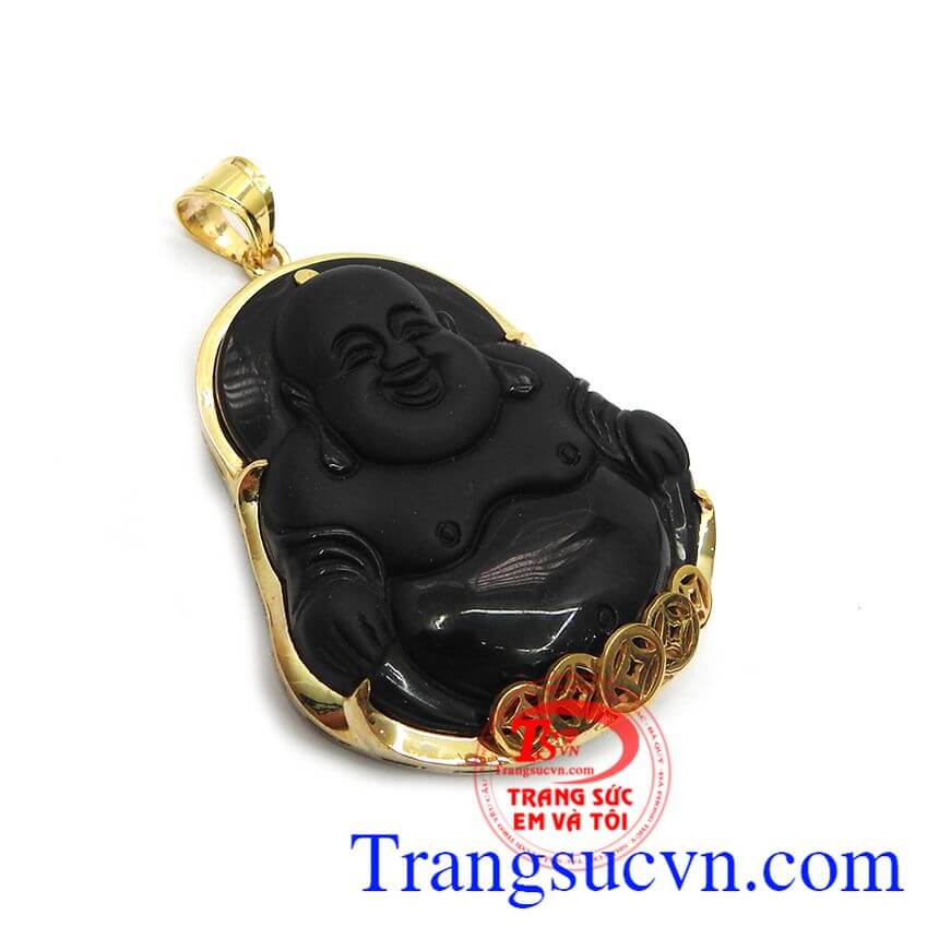 Mặt dây phật di lặc obsidian, mặt dây nam vàng tây, mặt dây đẹp Mặt dây phật di lặc obsidian, mặt dây nam vàng tây, mặt dây đẹp