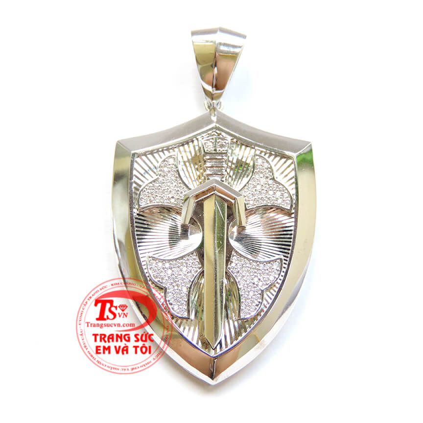 Mặt khiên kiếm vàng trắng, mặt dây nam đẹp, mặt dây nam vàng tây Mặt khiên kiếm vàng trắng, mặt dây nam đẹp, mặt dây nam vàng tây