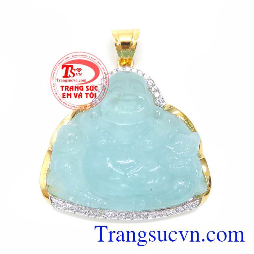 Mặt Phật Di Lặc Aquamarine, mặt dây nam vàng tây, mặt dây nam đẹp