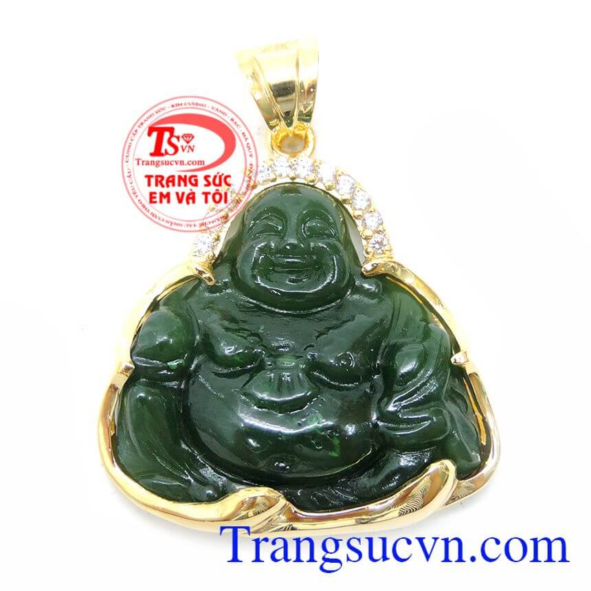 Mặt Phật Di Lặc Ngọc Nephrite Vàng 14K, mặt dây nam vàng tây, mặt dây nam đẹp