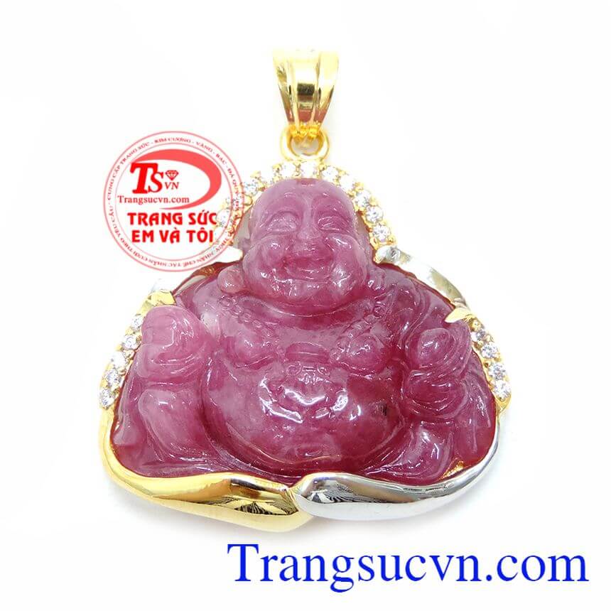 Mặt Phật Di Lặc Ruby Bọc Vàng Tinh Tế, mặt dây nam đẹp, mặt dây nam vàng tây Mặt Phật Di Lặc Ruby Bọc Vàng Tinh Tế, mặt dây nam đẹp, mặt dây nam vàng tây