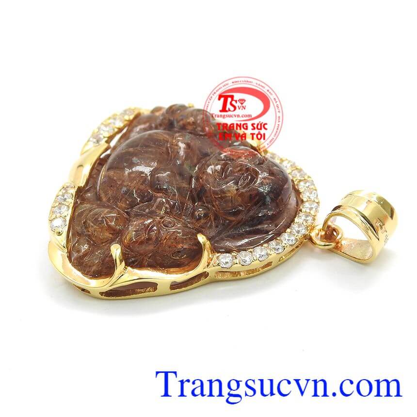 Mặt phật di lặc thạch anh tóc may mắn, mặt dây vàng tây nam, thạch anh tóc thiên nhiên Mặt phật di lặc thạch anh tóc may mắn, mặt dây vàng tây nam, thạch anh tóc thiên nhiên