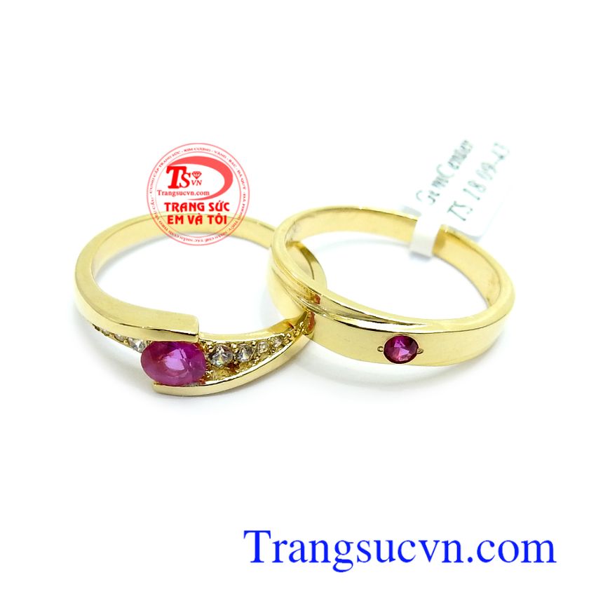 Nhẫn Cưới Ruby Hạnh Phúc Bình An, nhẫn cưới vàng tây, nhẫn cưới đẹp