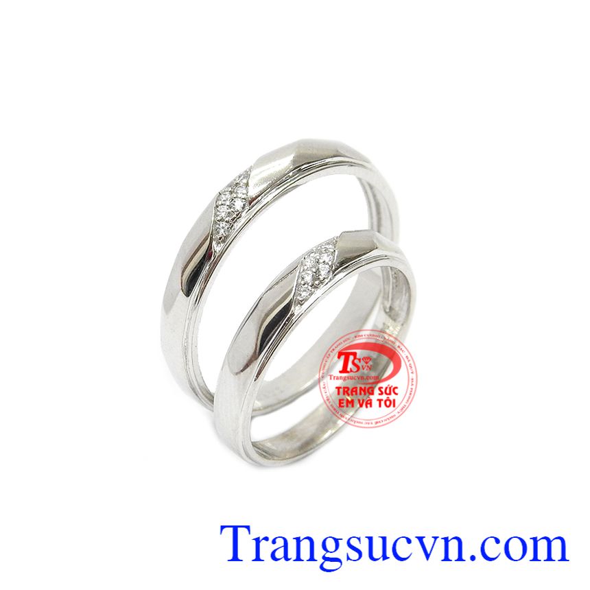 Nhẫn cưới vàng trắng thủy chung, nhẫn nữ vàng tây, nhẫn nữ sang trọng