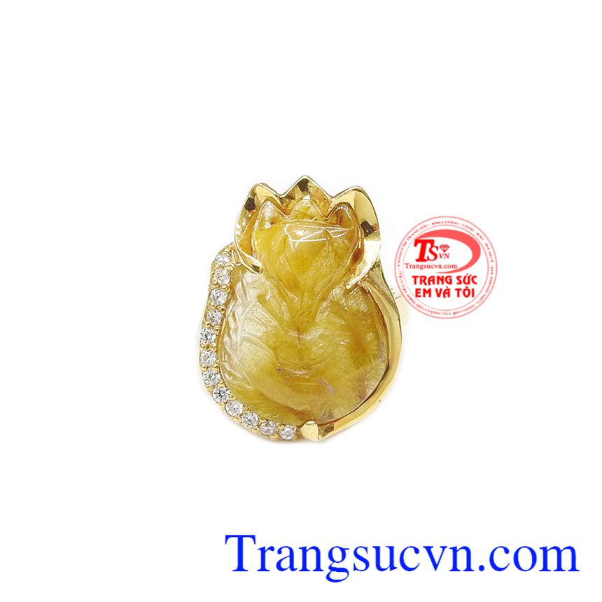 Nhẫn hồ ly thạch anh tóc may mắn, nhẫn nữ thạch anh tóc, nhẫn nữ đẹp