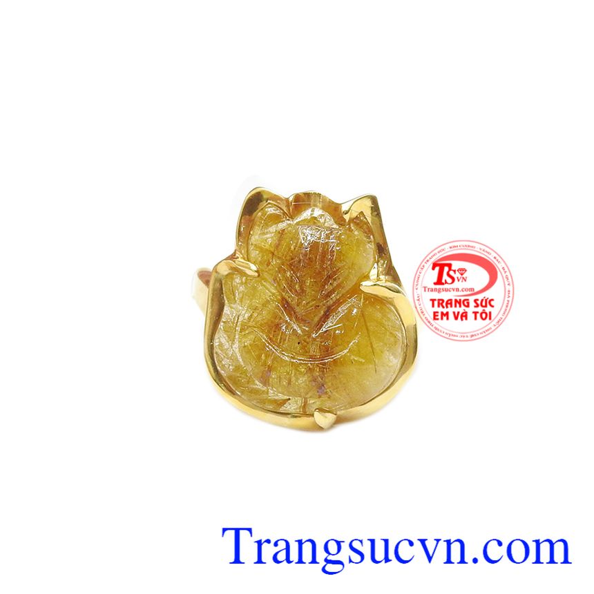 Nhẫn hồ ly thạch anh tóc thiên nhiên, nhẫn nữ vàng tây, nhẫn nữ đẹp Nhẫn hồ ly thạch anh tóc thiên nhiên, nhẫn nữ vàng tây, nhẫn nữ đẹp